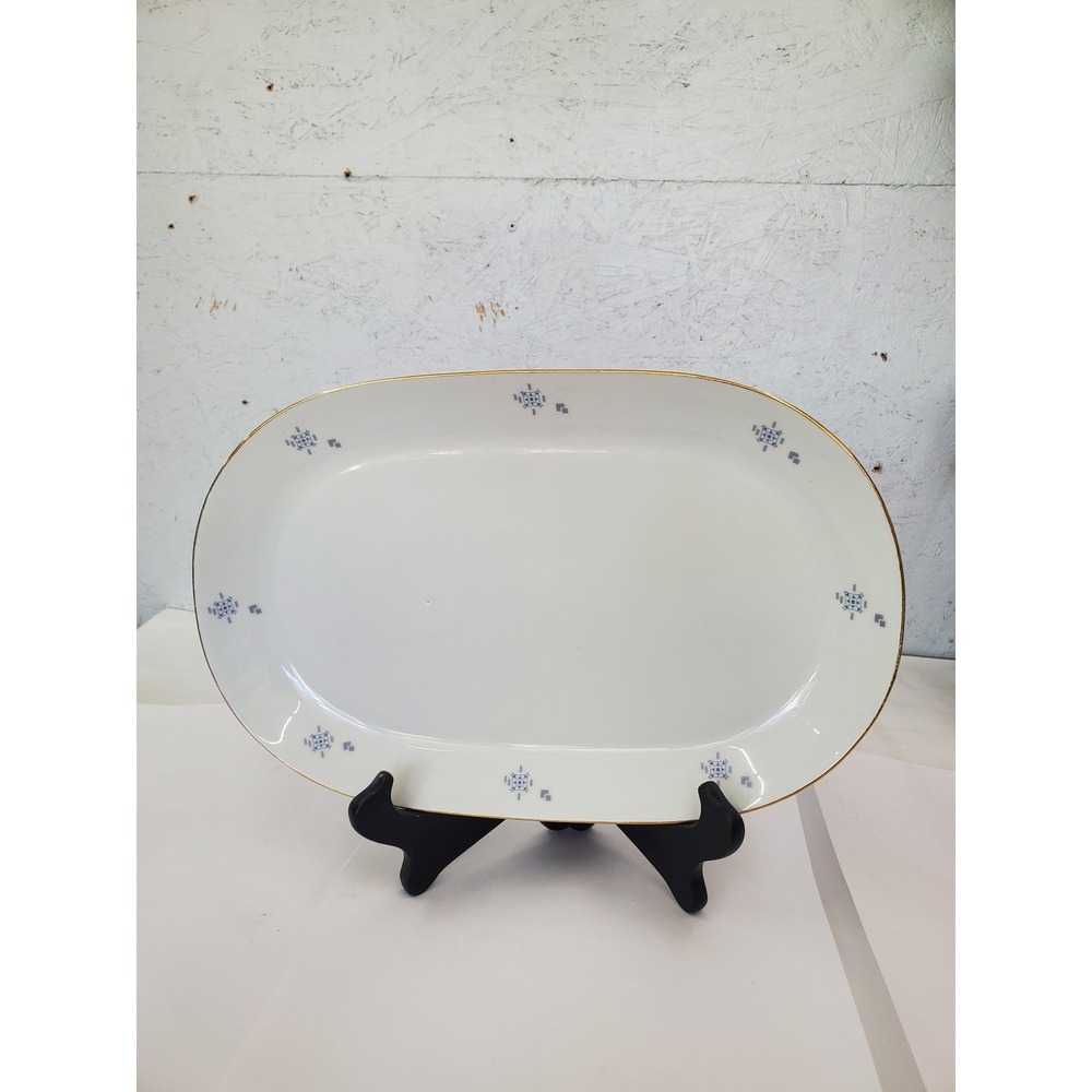 Johann Seltmann Vohenstrauss Bavaria Oval Platter Gold Trim Germany 13 Inch
